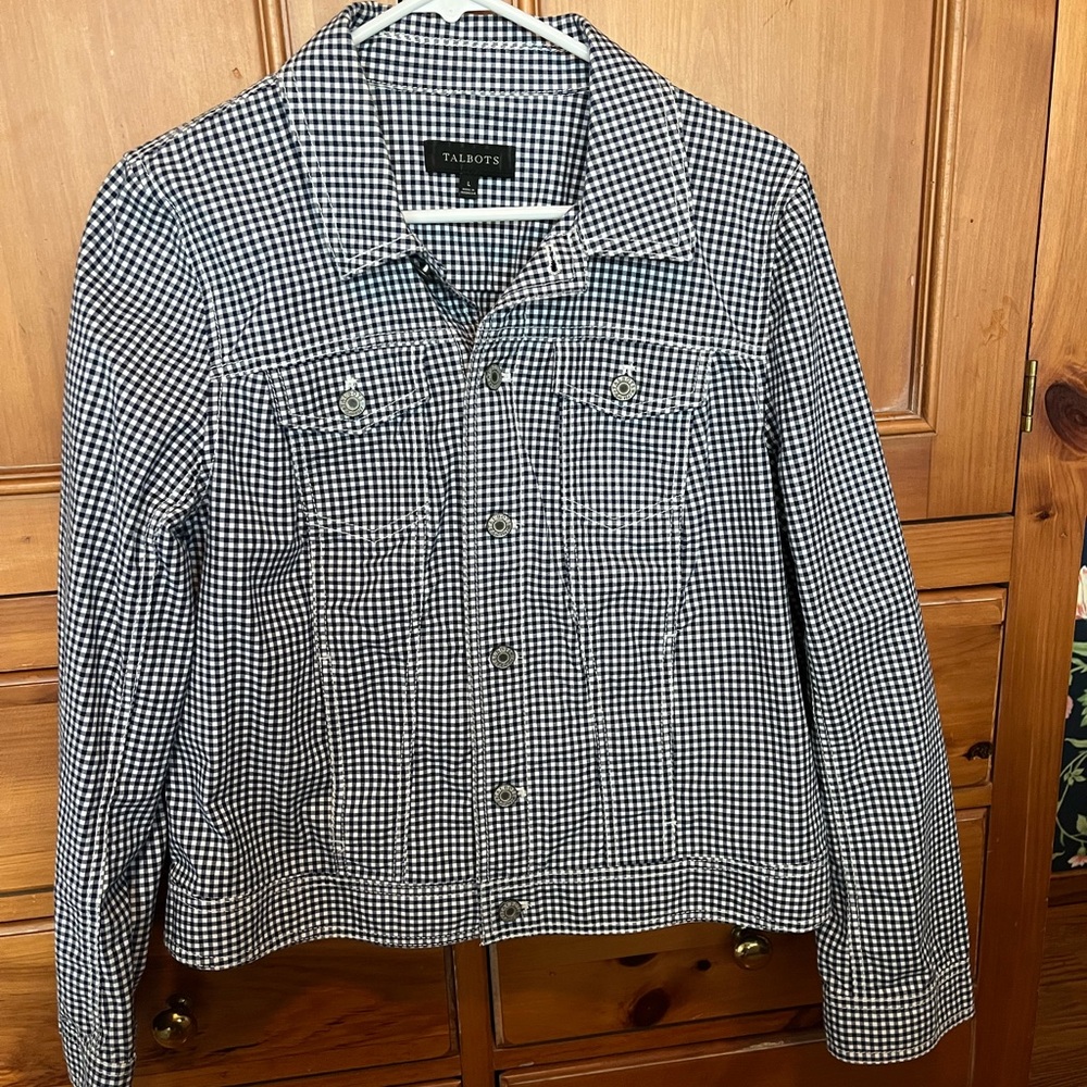Talbots Women's Navy and White Gingham Jacket